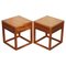 Modern Cherry and Teak Wooden Side Tables, Set of 2 1