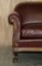 Sofá victoriano antiguo de nogal y cuero marrón, 1880, Imagen 3
