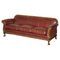 Antique Victorian Brown Leather and Walnut Sofa, 1880, Image 1