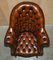 Antique Chesterfield Captains Armchair in Cigar Brown Leather, 1900, Image 5