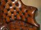 Antique Chesterfield Captains Armchair in Cigar Brown Leather, 1900 8