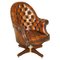 Antique Chesterfield Captains Armchair in Cigar Brown Leather, 1900 1