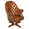 Fauteuil Captains Chesterfield Antique en Cuir Marron Cigare, 1900 1