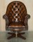 Fauteuil Captains Chesterfield Antique en Cuir Marron Cigare, 1900 2