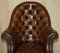 Antique Chesterfield Captains Armchair in Cigar Brown Leather, 1900, Image 3