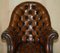 Fauteuil Captains Chesterfield Antique en Cuir Marron Cigare, 1900 3