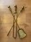 Antique Victorian Gothic Fire Companion Set in Brass, 1800s, Set of 3 2