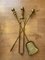 Antique Victorian Gothic Fire Companion Set in Brass, 1800s, Set of 3, Image 2
