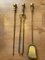 Victorian Gothic Fire Companion Set in Brass, 1800s, Set of 3 3