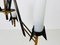 Italian 3-Arm Chandelier in Brass and Opaline Glass, 1960s, Image 9