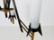 Lámpara de araña italiana de tres brazos de latón y vidrio opalino, años 60, Imagen 9