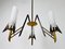 Italian 3-Arm Chandelier in Brass and Opaline Glass, 1960s 7