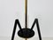Lámpara de araña italiana de tres brazos de latón y vidrio opalino, años 60, Imagen 10