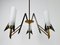 Italian 3-Arm Chandelier in Brass and Opaline Glass, 1960s 6