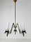 Italian 3-Arm Chandelier in Brass and Opaline Glass, 1960s, Image 3