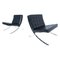 Barcelona Chairs in Black Leather by Ludwig Mies van der Rohe for Knoll, 1960s, Set of 2 1