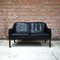 Vintage Scandinavian Black Leather Sofa by Børge Mogensen 1