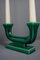 Grüne französische Vintage Keramik Kerzenhalter, 2er Set 4