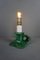 Grüne französische Vintage Keramiklampe mit goldenen Akzenten 1