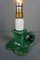 Grüne französische Vintage Keramiklampe mit goldenen Akzenten 4