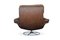 Tan Leather Armchair with Removable Cushions on a Chromed Circular Base by Bruno Mathsson for Dux 2