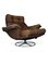 Tan Leather Armchair with Removable Cushions on a Chromed Circular Base by Bruno Mathsson for Dux 1