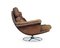 Tan Leather Armchair with Removable Cushions on a Chromed Circular Base by Bruno Mathsson for Dux 3