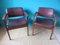 Danish Armchairs in Padouk and Plum Leather, 1960, Set of 2 1