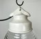 Industrial White Porcelain Pendant Light with Ribbed Glass, 1970s 2