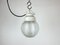 Industrial White Porcelain Pendant Light with Ribbed Glass, 1970s 1