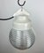 Industrial White Porcelain Pendant Light with Ribbed Glass, 1970s, Image 5