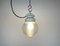 Industrial White Porcelain Pendant Light with Ribbed Glass, 1970s 11
