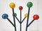 French Rockabilly Coat Rack in Black Lacquered Steel and Multi-Coloured Wood, 1950 4