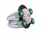 Pink Coral, Green Agate, Onyx, White Diamonds, White Gold Cluster Ring 2