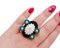 Pink Coral, Green Agate, Onyx, White Diamonds, White Gold Cluster Ring 5