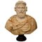Hand-Carved Bust of Roman Man, 20th Century, White Carrara and Red Alicante Marble, Image 1