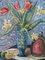 Natura morta con tulipani, olio su tavola, con cornice, Immagine 6