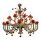 19th Century Murano Glass Rezzonico Style Chandelier with Red Roses 1