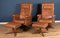 Vintage Gina Recliner Leather Armchairs with Footstools by Lucian Ercolani for Ercol, Set of 4 2