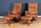Vintage Gina Recliner Leather Armchairs with Footstools by Lucian Ercolani for Ercol, Set of 4 1