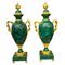 Grands Vases Style Empire en Malachite et Bronze doré, Set de 2 1