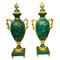 Large Ormolu Mounted Malachite Empire Style Vases, Set of 2 1