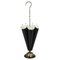 French Umbrella-Shaped Black and White Metal and Brass Umbrella Stand, 1950s 1