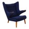 Papa Bear Chair in Blue Fabric by Hans Wegner, 1980s 3