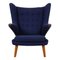 Papa Bear Chair in Blue Fabric by Hans Wegner, 1980s, Image 1