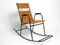Mid-Century Modern Rocking Chair in Black Painted Metal and Rattan, 1950s, Image 1
