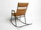 Mid-Century Modern Rocking Chair in Black Painted Metal and Rattan, 1950s 3