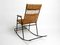 Rocking Chair Mid-Century en Métal Peint Noir et Rotin, 1950s 3