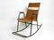 Mid-Century Modern Rocking Chair in Black Painted Metal and Rattan, 1950s 4