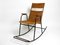 Rocking Chair Mid-Century en Métal Peint Noir et Rotin, 1950s 4